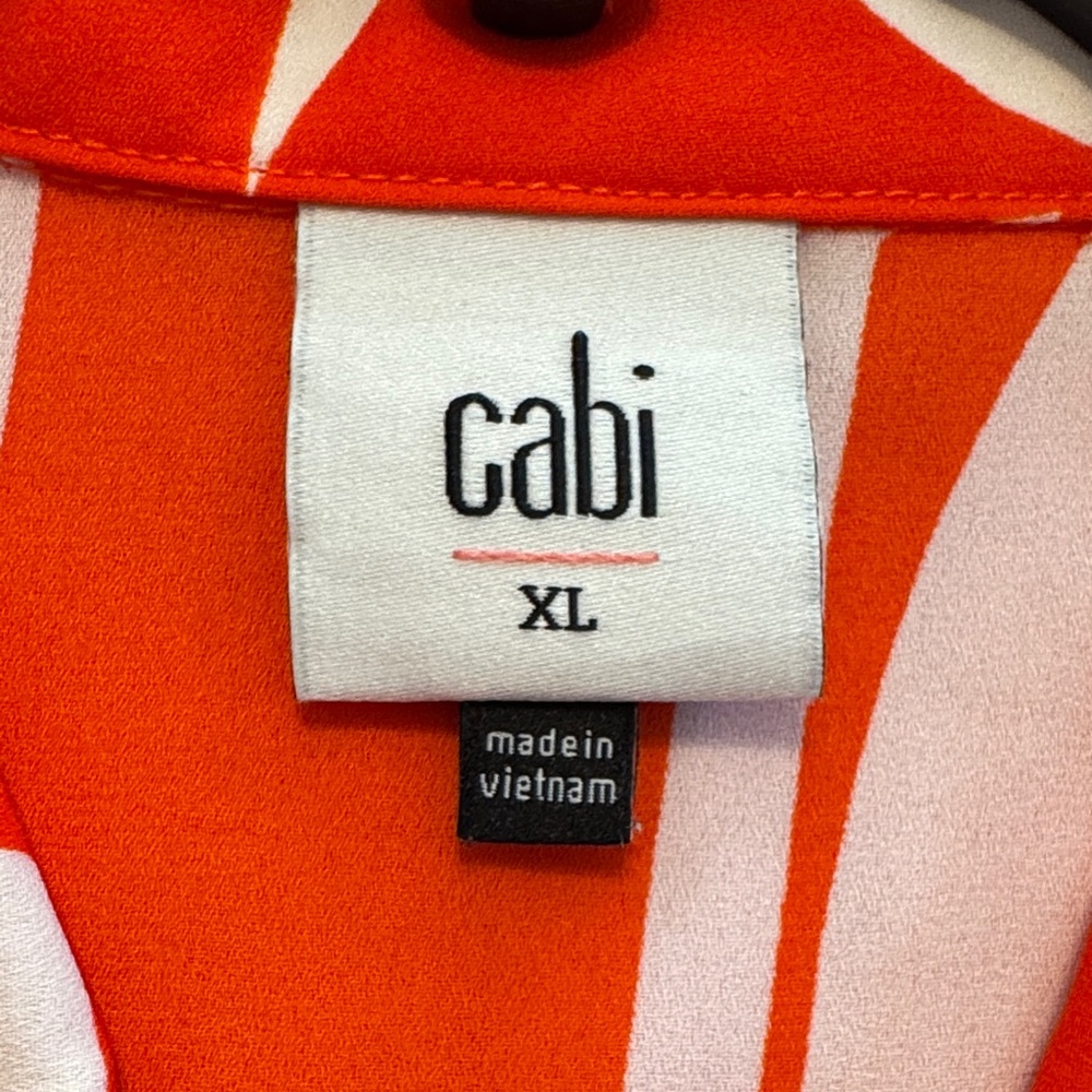 CAbi Orange and White Abstract Sleeveless Blouse- worn once - Picture 3 of 3